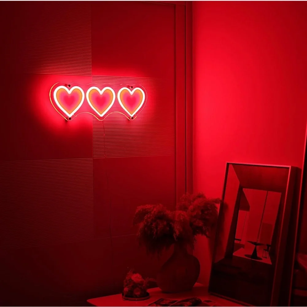 Red Love Heart Dimmable Neon Sign 19.8” x 6.5”